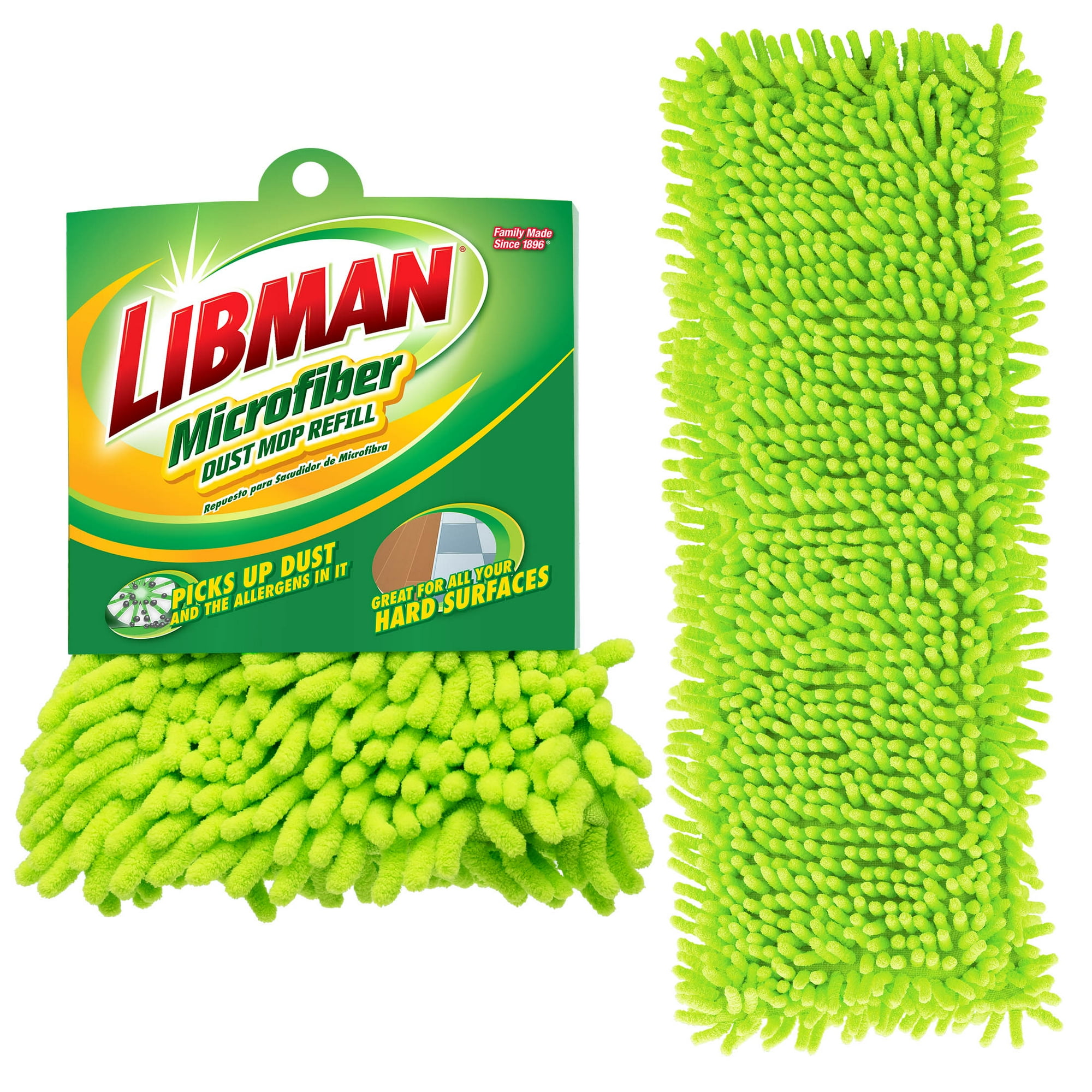 Libman Microfiber Dust Mop Refills - 6 Pack, Extra Large 18x9 Inch, Grips Dust & Allergens, Fits Most Mops