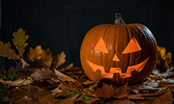 Jack-o-lantern lit up from inside