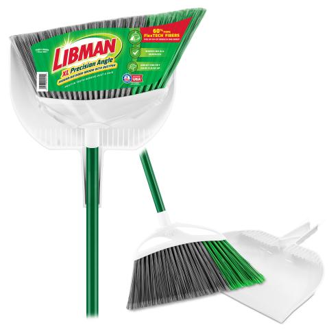 XL Indoor/Outdoor Angle Broom with Clean Fibers Dustpan | Libman